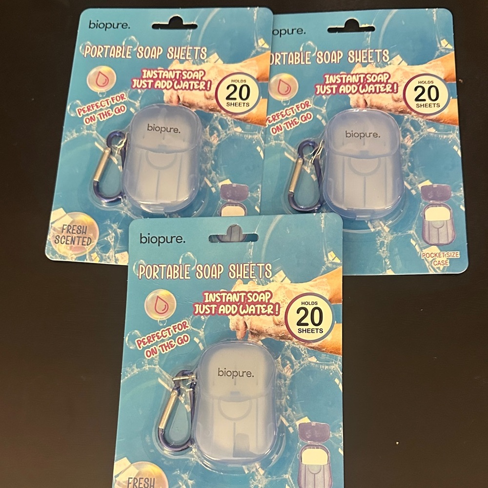 3 New Biopure Portable Soap Sheets set bundle